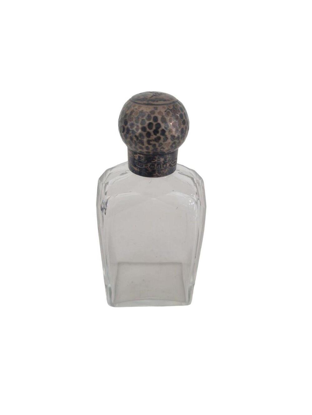 Antique Asprey Hallmarked Sterling Silver & Crystal Perfume Bottle Vanity Jar